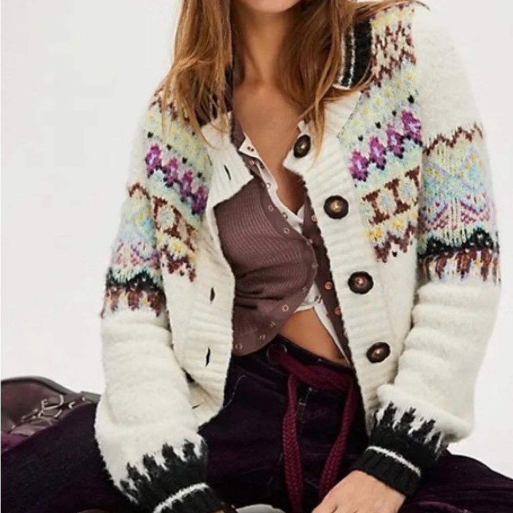 Free People Millie Cardigan in Oatmeal Combo 🤎